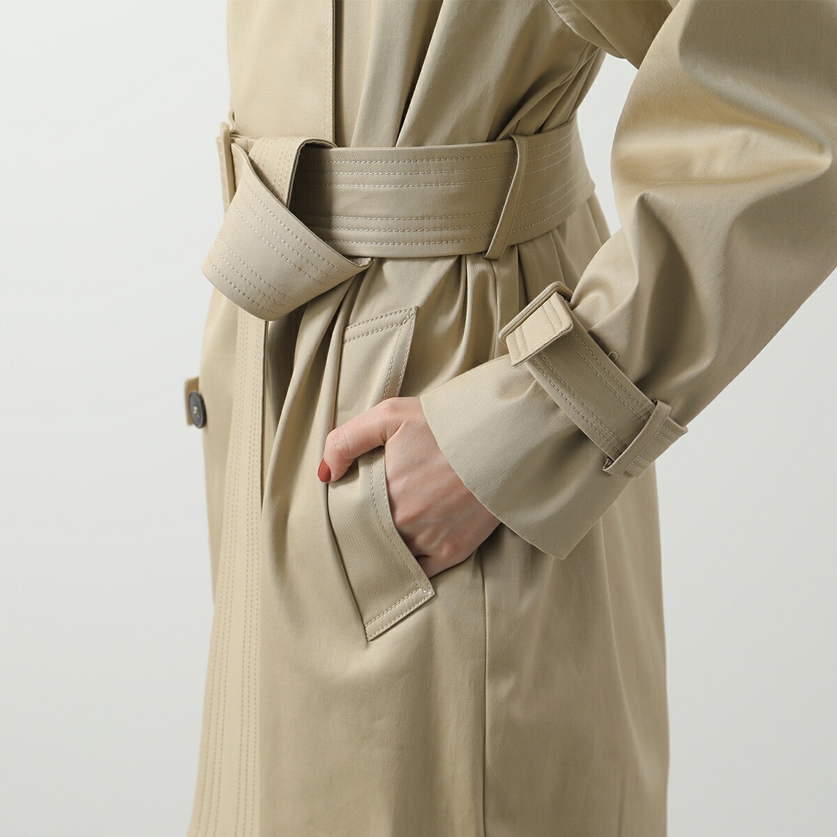 MAX MARA Studio マックスマーラ ステュディオ トレンチコート EBRIEN エブリエン レディース スプリングコート ダブルブレスト ベルト付き ミドル丈