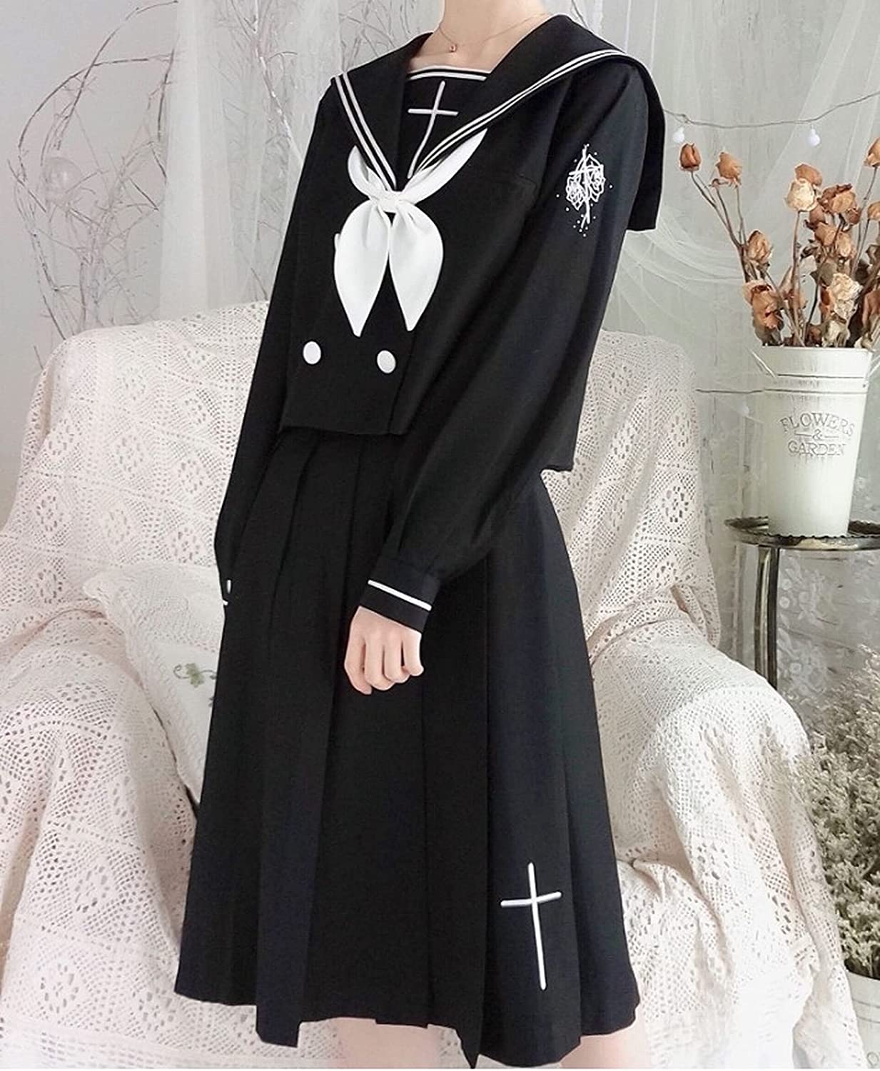 JK制服 スクール制服 セーラー服 正統派刺繍前開き膝丈スカート女子高生コスプレ長袖 JK制服 スクール制服 セーラー服 正統派刺繍前開き膝丈スカート女子高生コスプレ長袖