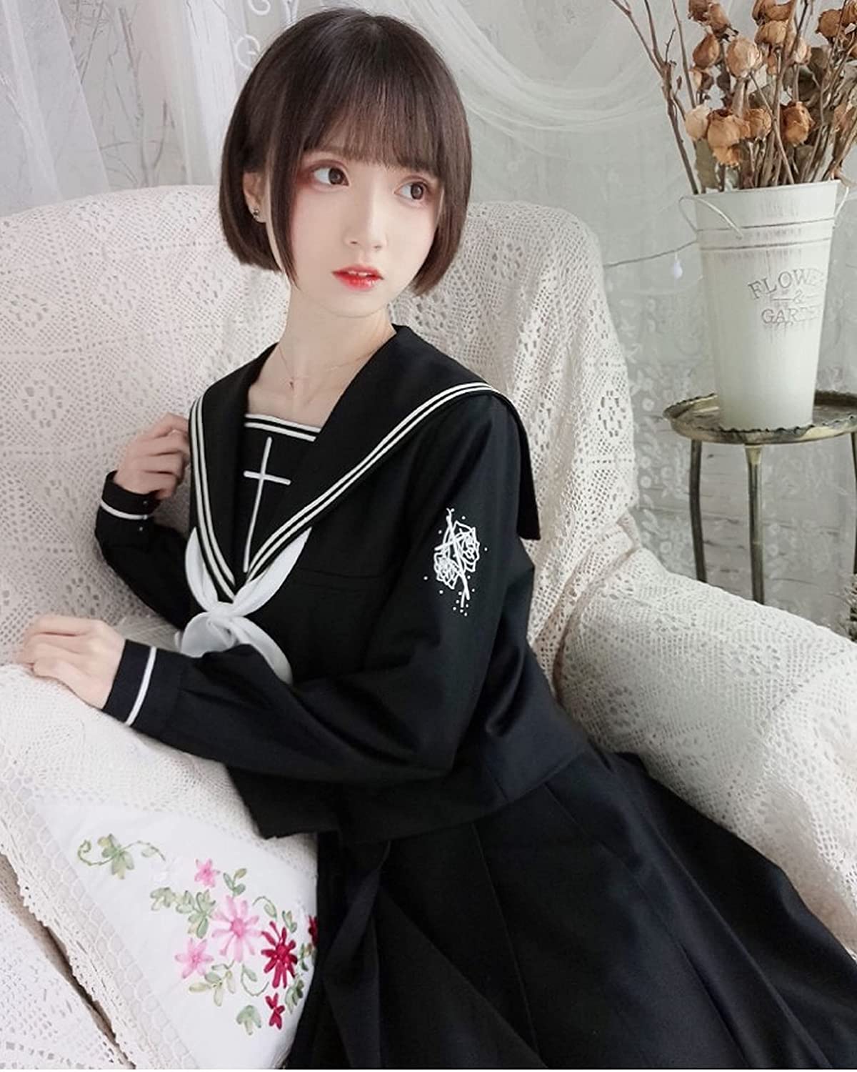 JK制服 スクール制服 セーラー服 正統派刺繍前開き膝丈スカート女子高生コスプレ長袖 JK制服 スクール制服 セーラー服 正統派刺繍前開き膝丈スカート女子高生コスプレ長袖