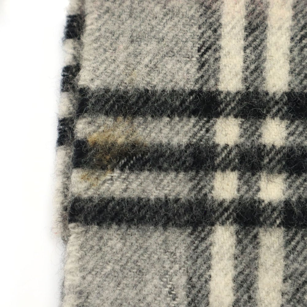 バーバリーロンドン 英国製 ラムウール チェック柄 マフラー グレー