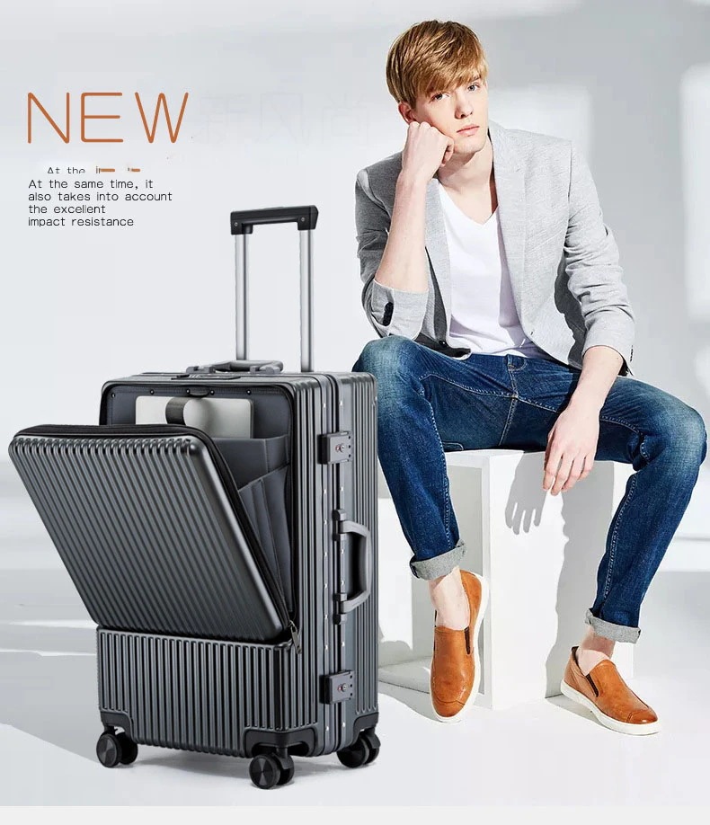 前開き搭乗箱 多機能スーツケース 20インチの暗号箱 アルミフレームの男女用スーツケース ポールボックス大容量外出用スーツケース ビジネス用レバーボックス 前開き搭乗箱 多機能スーツケース 20インチの暗号箱 アルミフレームの男女用スーツケース ポールボックス大容量外出用スーツケース ビジネス用レバーボックス