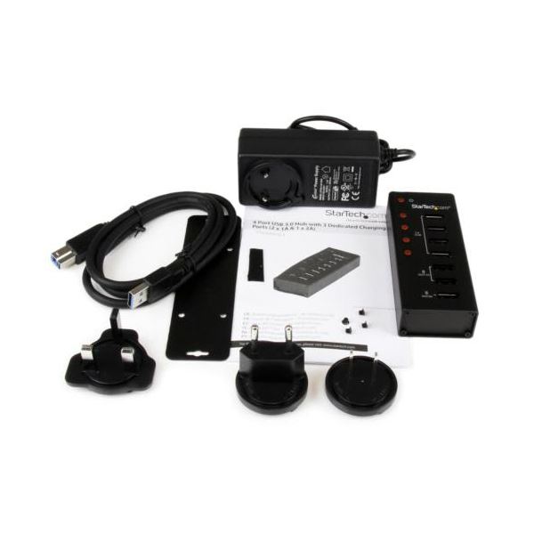 StarTech.com 4ポート USB3.0ハブ 充電用USBポート搭載 壁取付け用ブラケット付属 ブラック ST4300U3C31個