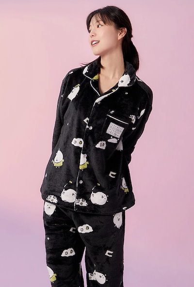 【日本未発売】SPAO ながの　自分つっこみクマ　パジャマ　ブラック　Lサイズ 日本未発売】SPAO ながの自分つっこみクマパジャマブラックLサイズ