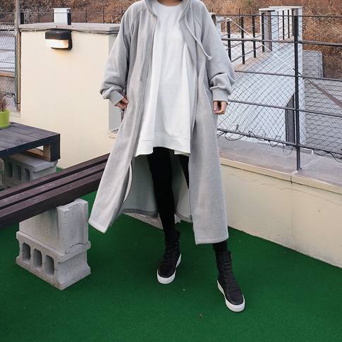 4color レディース アウター パーカー ジップパーカー ロング丈 ロングパーカー フード付き 4color レディース アウター パーカー ジップパーカー ロング丈 ロングパーカー フード付き