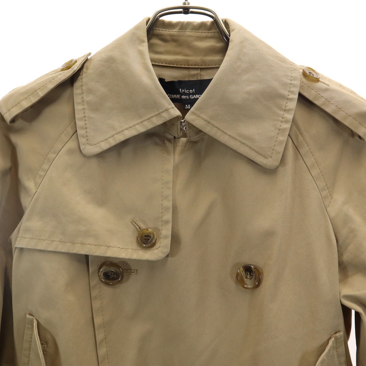 tricot COMME des GARCONS トリコットコムデギャルソン 2009年 日本製 7分袖 ショート トレンチコート M ベージュ レディース 古着 tricot COMME des GARCONS トリコットコムデギャルソン 2009年 日本製 7分袖 ショート トレンチコート M ベージュ レディース 古着