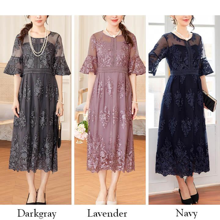 パーティードレス 結婚式 ワンピース ドレス 20代 30代 パーティドレス ロング レース 二次会 ロングドレス シフォン 刺繍 40代 50代 yj188590