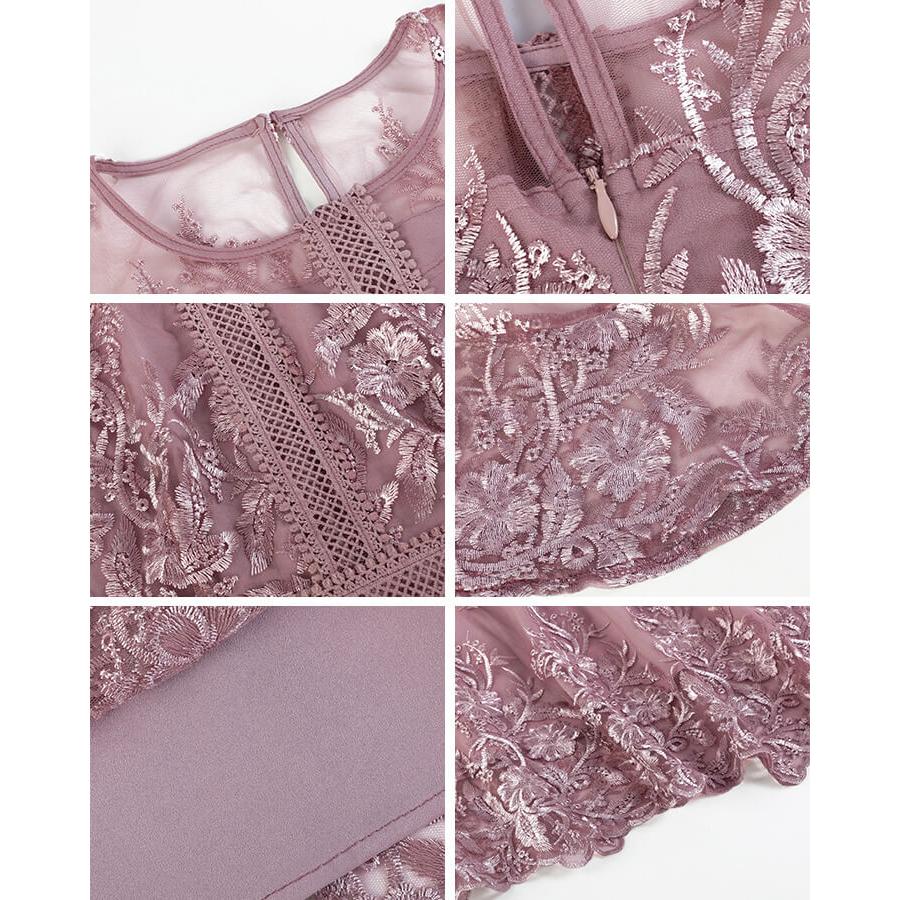 パーティードレス 結婚式 ワンピース ドレス 20代 30代 パーティドレス ロング レース 二次会 ロングドレス シフォン 刺繍 40代 50代 yj188590