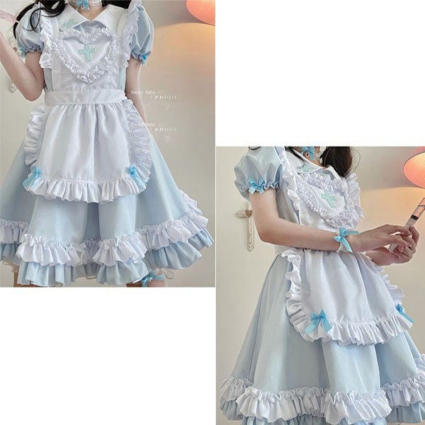 ナース風メイド服可愛いコスプレ衣5点セットメイドエプロン大人セクシーコスチュー