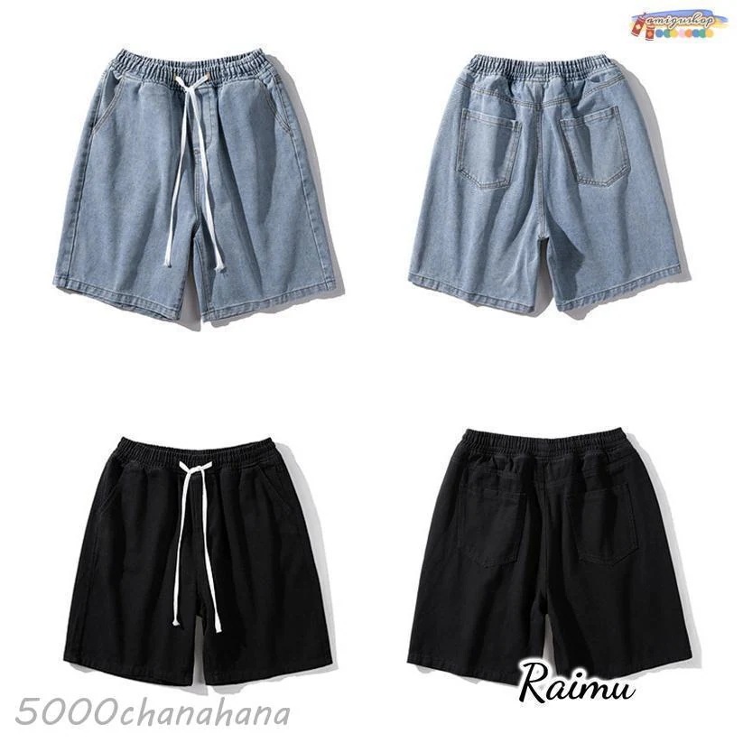 ビッグサイズ 薄手 無地 ストリート系 ユーズド 通気性 ストレッチ ジーンズ デニムパンツ ゆったり [期間限定30%値下げ]ハーフパンツ デニム短パン 夏満2件で20O円引き メンズ