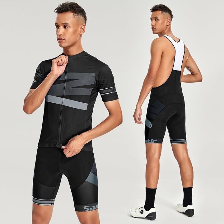 メンズ サイクルジャージ 上下セット 半袖 サイクルウェア サイクリング ジャージセット ビグパンツ 自転車ウェア 4Dパッド ロードバイク 夏 吸汗速乾 通気 弾力(ブラック, L) メンズ サイクルジャージ 上下セット 半袖 サイクルウェア サイクリング ジャージセット ビグパンツ 自転車ウェア 4Dパッド ロードバイク 夏 吸汗速乾 通気 弾力(ブラック, L)