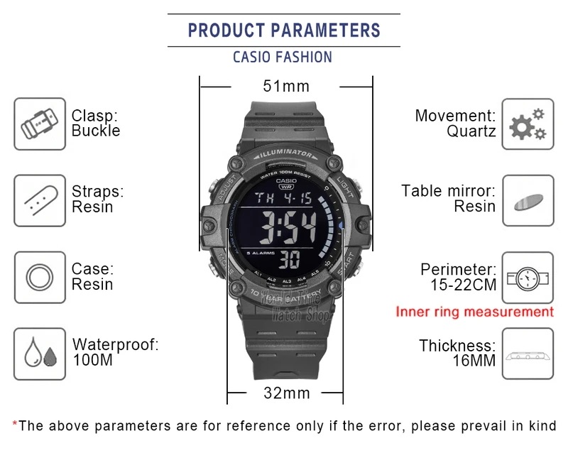 カシオ-メンズデジタルウォッチ,100m防水,クォーツ,電気ミリタリーウォッチ,AE-1500WH-8B カシオ-メンズデジタルウォッチ,100m防水,クォーツ,電気ミリタリーウォッチ,AE-1500WH-8B