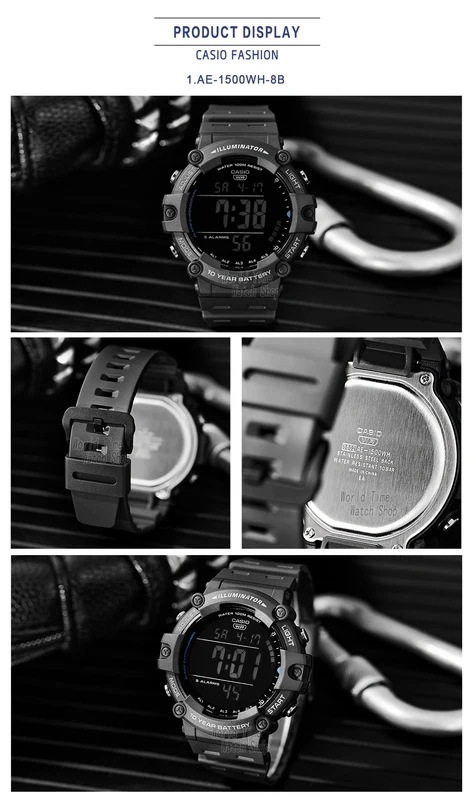 カシオ-メンズデジタルウォッチ,100m防水,クォーツ,電気ミリタリーウォッチ,AE-1500WH-8B カシオ-メンズデジタルウォッチ,100m防水,クォーツ,電気ミリタリーウォッチ,AE-1500WH-8B