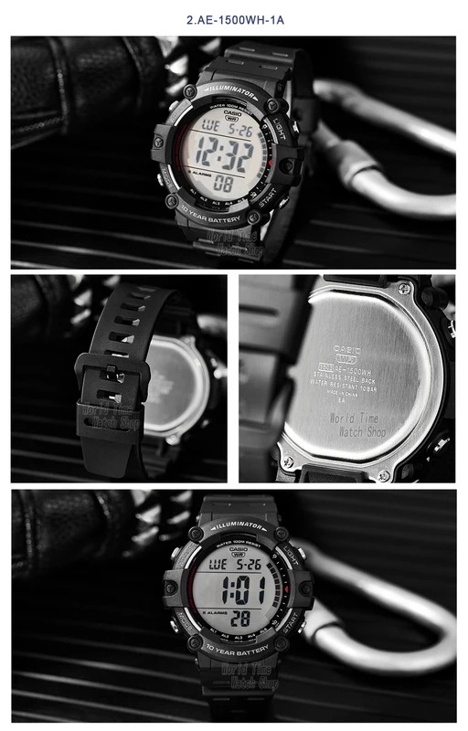 カシオ-メンズデジタルウォッチ,100m防水,クォーツ,電気ミリタリーウォッチ,AE-1500WH-8B カシオ-メンズデジタルウォッチ,100m防水,クォーツ,電気ミリタリーウォッチ,AE-1500WH-8B