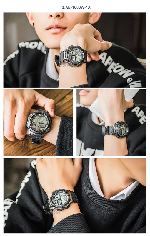 カシオ-メンズデジタルウォッチ,100m防水,クォーツ,電気ミリタリーウォッチ,AE-1500WH-8B カシオ-メンズデジタルウォッチ,100m防水,クォーツ,電気ミリタリーウォッチ,AE-1500WH-8B