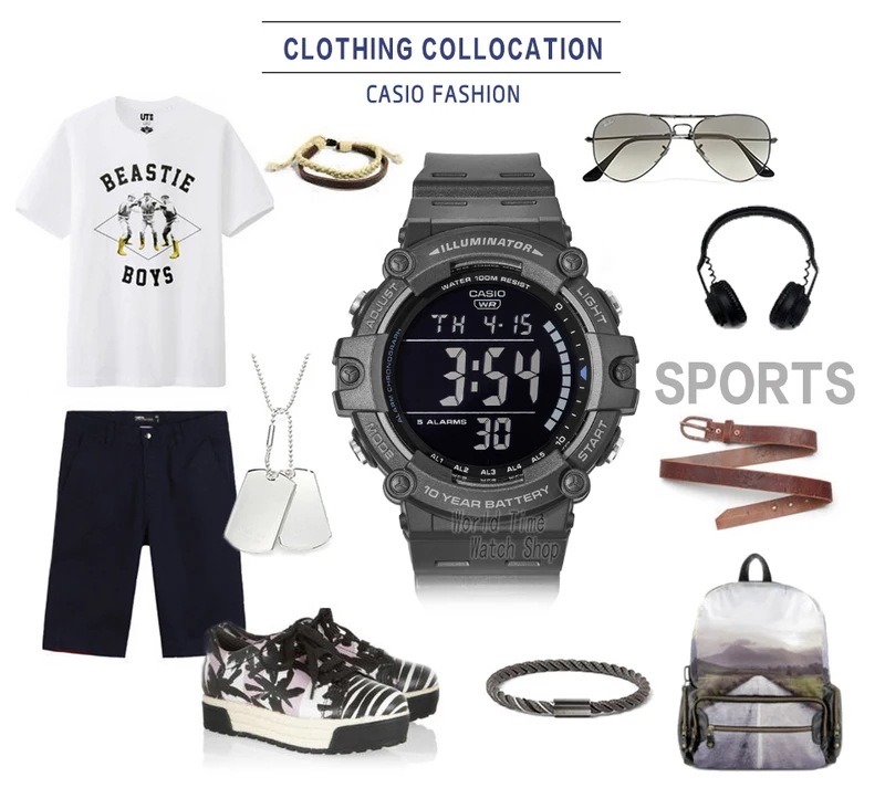 カシオ-メンズデジタルウォッチ,100m防水,クォーツ,電気ミリタリーウォッチ,AE-1500WH-8B カシオ-メンズデジタルウォッチ,100m防水,クォーツ,電気ミリタリーウォッチ,AE-1500WH-8B