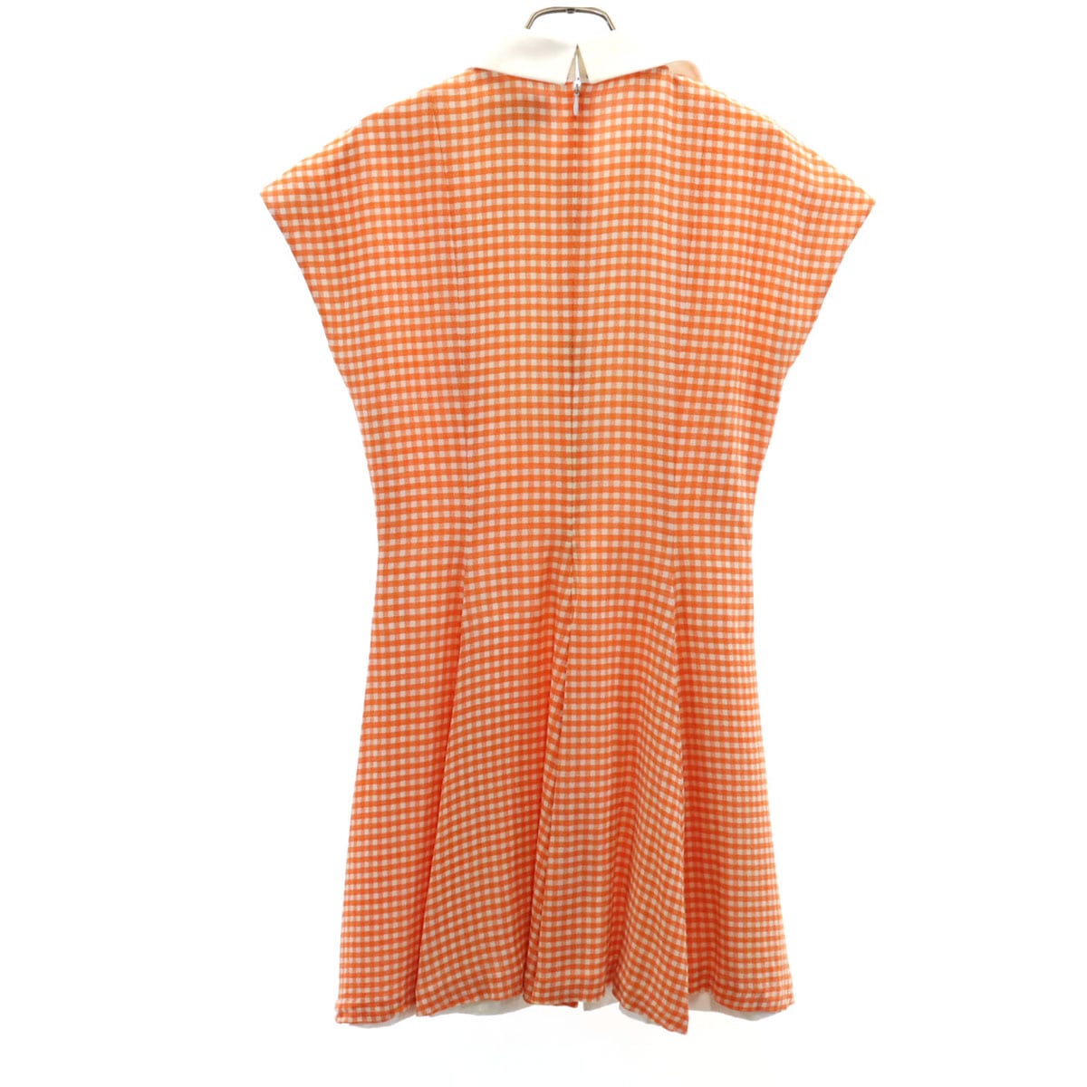 Mademoiselle Dior マドモアゼル ディオール 90s オールド ギンガムチェック柄 フレンチスリーブ ミニワンピース M オレンジ レディース 古着