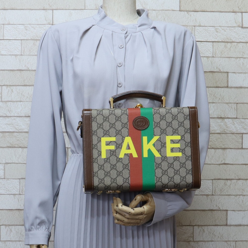 グッチ フェイクノットプリントビューティーケース GGスプリーム ハンドバッグ GGスプリームキャンバス 633587 ベージュ GUCCI 中古 美品 pattayablatt.com