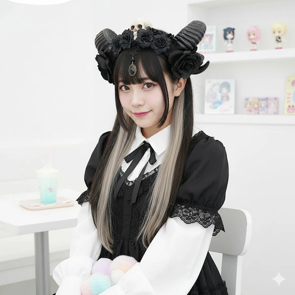 Qoo10] カチューシャ 羊 角 山羊 ドクロ 髑髏
