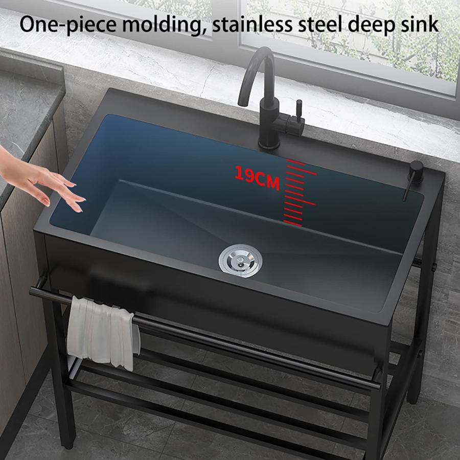 黒 流し台,自立型 シンク 流し台,台所用流し台304ステンレス製流し台,大容量自立型シンク ,2つのボウルを備えたステンレス製シンク,蛇口付き 商業流し台 黒 流し台,自立型 シンク 流し台,台所用流し台304ステンレス製流し台,大容量自立型シンク ,2つのボウルを備えたステンレス製シンク,蛇口付き 商業流し台