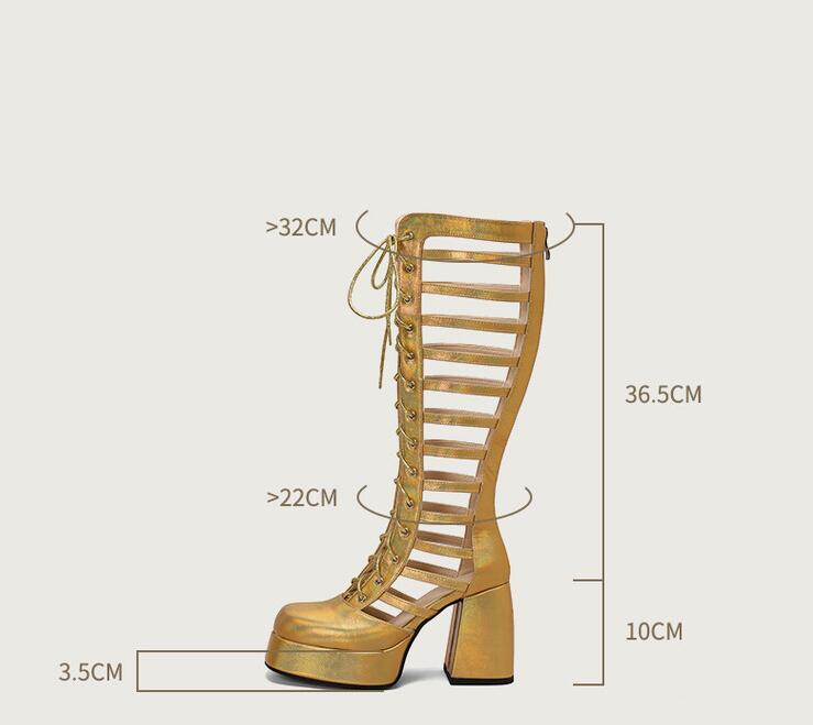 新製品が出回る サマーブーツ　ブーツサンダル　ロングブーツ　厚底サンダル　太ヒール　夏　シースルー　10センチヒール　透かし　レディース靴　夏ブーツ 疲れない靴 サマーブーツサマーブーツ　ブーツサンダ