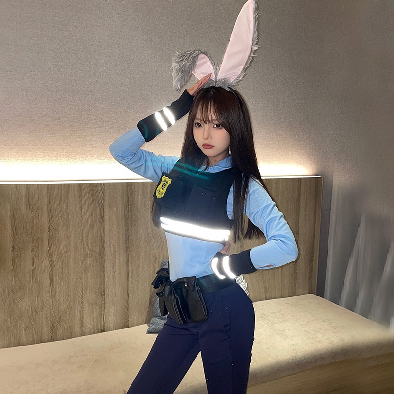 「ウサギ けいかん」にほんこくジュディコス服新セットウサギ服コスプレ女装狂った動物城