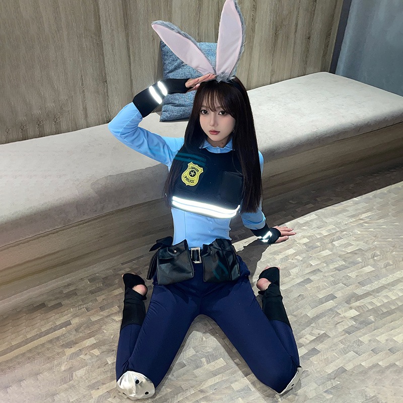 「ウサギ けいかん」にほんこくジュディコス服新セットウサギ服コスプレ女装狂った動物城