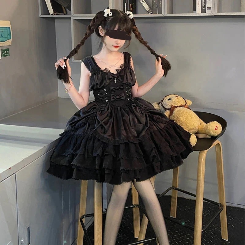 人気 新作 ハロウィン韓国マッシュクールロリータワンピースダークjskサスペンダーワンピース