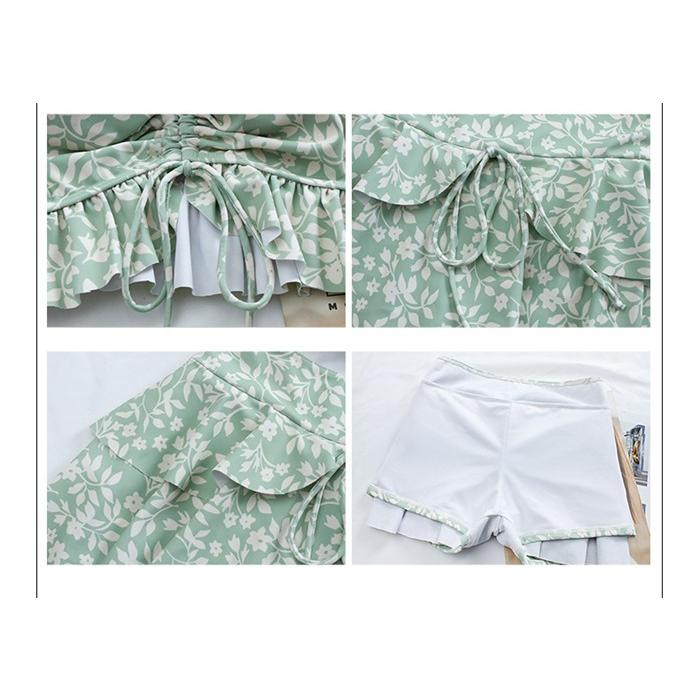 タンキニ 水着 レディース 体型カバー グリーン ボレロ ラッシュガード セパレート 20代 30代 40代 カバーアップ 小胸 露出控えめ ノーワイヤー パッド付