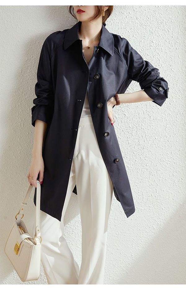 スプリングコート レディース 春 コート ステンカラーコート ジャケット アウター 無地 シンプル 春秋 軽量 大きいサイズ 着痩せ 通勤 韓国 20代 30代 40代 50代 ベージュ ネイビー M