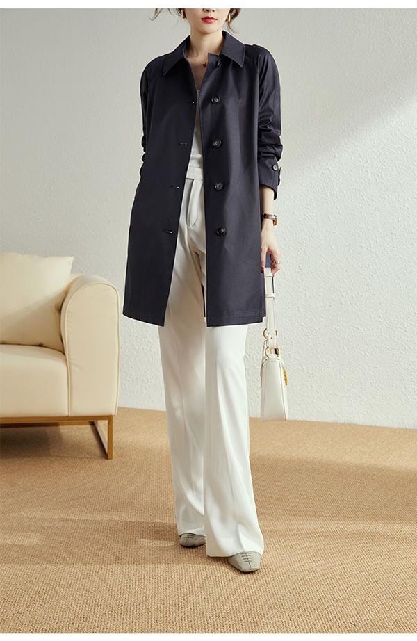 スプリングコート レディース 春 コート ステンカラーコート ジャケット アウター 無地 シンプル 春秋 軽量 大きいサイズ 着痩せ 通勤 韓国 20代 30代 40代 50代 ベージュ ネイビー M