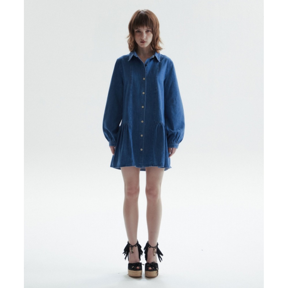 CHOWOO デフリルドレスシャツ-ブルー(女性) CHOWOO デフリルドレスシャツ-ブルー(女性)