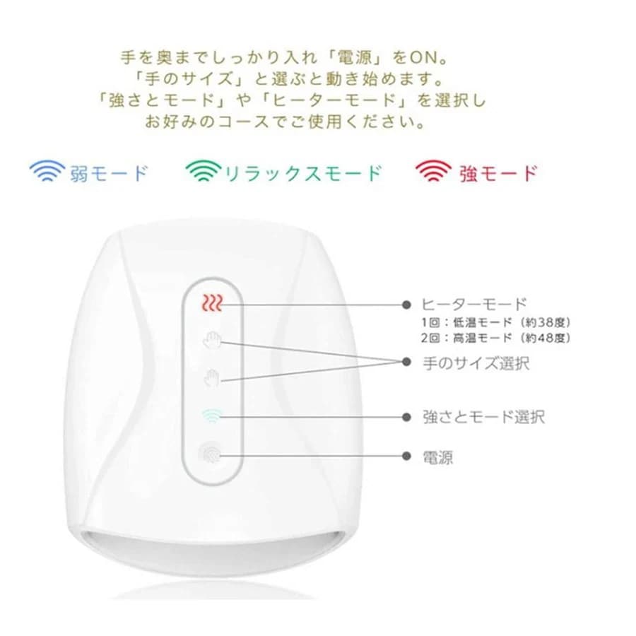 ハンドマッサージャー ハンドケア 手マッサージ機 ヒーター機能搭載 USB充電 3つモード 2段階温