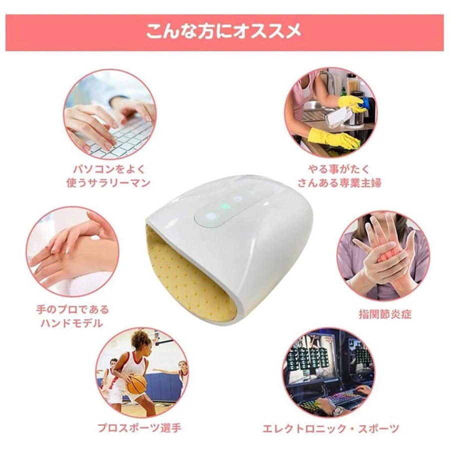 ハンドマッサージャー ハンドケア 手マッサージ機 ヒーター機能搭載 USB充電 3つモード 2段階温