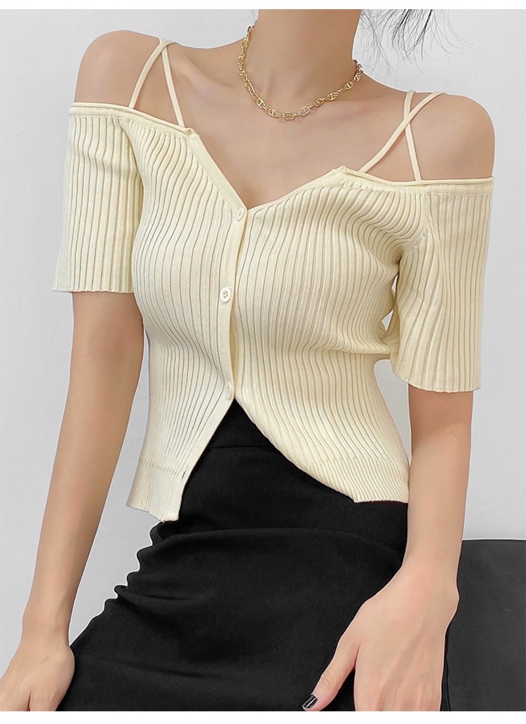 ニットソー カットソー 半袖 オフショルダー 肩ひもニット 細身 前開き かわいい 大人可愛い きれいめ シンプル カジュアル おしゃれ 春 秋 デート お出かけ 学生 韓国 ブラック ニットソー カットソー 半袖 オフショルダー 肩ひもニット 細身 前開き かわいい 大人可愛い きれいめ シンプル カジュアル おしゃれ 春 秋 デート お出かけ 学生 韓国 ブラック