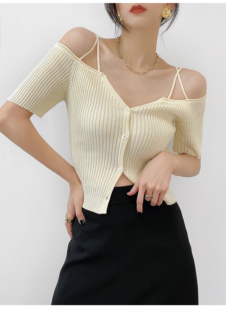 ニットソー カットソー 半袖 オフショルダー 肩ひもニット 細身 前開き かわいい 大人可愛い きれいめ シンプル カジュアル おしゃれ 春 秋 デート お出かけ 学生 韓国 ブラック ニットソー カットソー 半袖 オフショルダー 肩ひもニット 細身 前開き かわいい 大人可愛い きれいめ シンプル カジュアル おしゃれ 春 秋 デート お出かけ 学生 韓国 ブラック