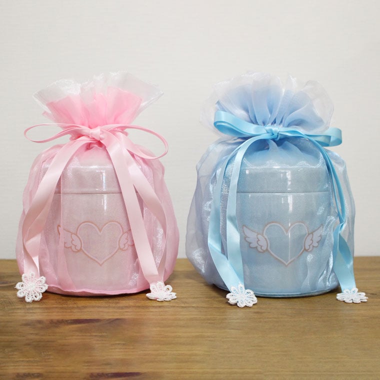 骨壷&骨袋セット 覆い袋(骨壷袋) 骨壷セット 3.5寸 エンジェルハート オーガンジー 骨壷&骨袋セット 覆い袋(骨壷袋) 骨壷セット 3.5寸 エンジェルハート オーガンジー