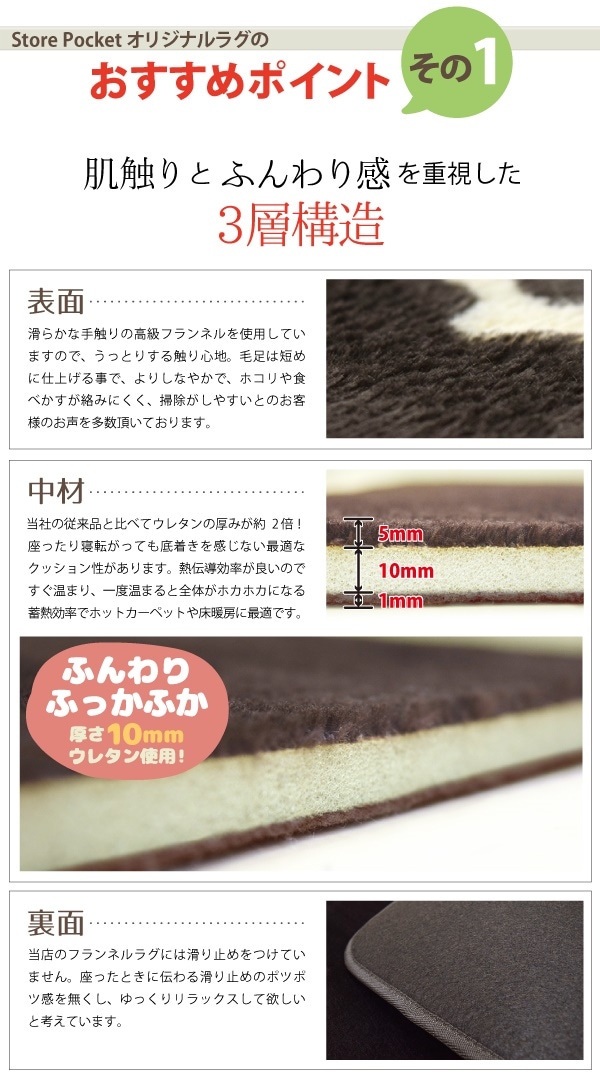 ラグ ラグマット 3畳 200x250cm カーペット 厚手 サークル ウレタン10mm ホットカー