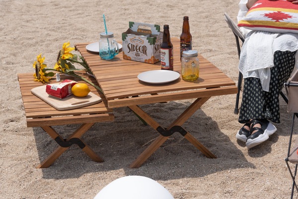 ロールトップテーブル RP-611 アウトドアテーブル 折りたたみ テーブル 机 木製 アウトドア 簡単設置 コンパクト 収納 収納袋付き リビングテーブル 持ち運び キャンプ ガーデン テラス 屋外