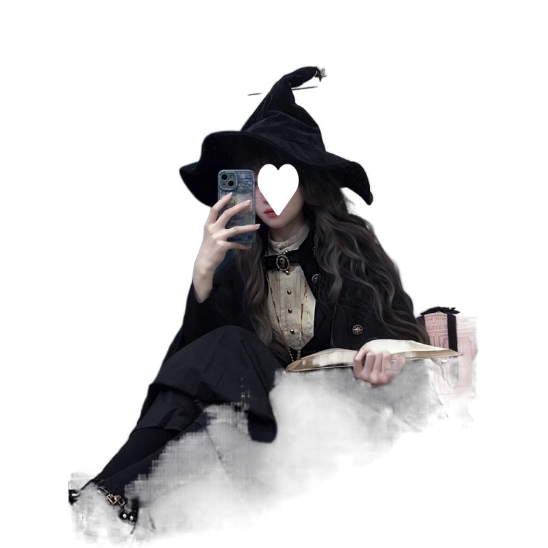 ハロウィン ゴシック ダークスタイル ロリータ シスター ブラック ロングウエスト パフスリーブ ロリータドレス 秋冬