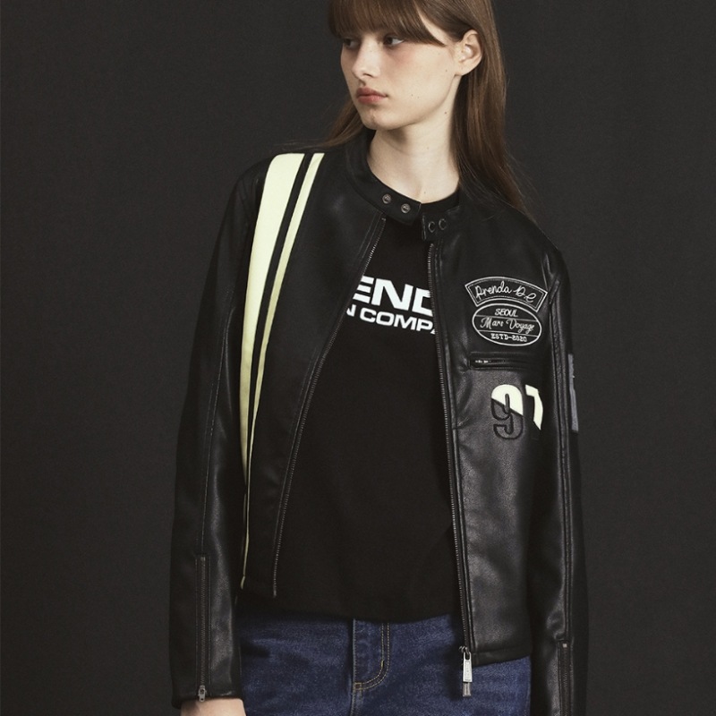 プレンダボヤージュフェイクレザージャケットブラック