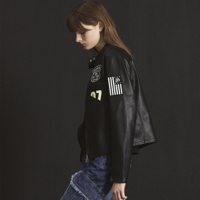 プレンダボヤージュフェイクレザージャケットブラック