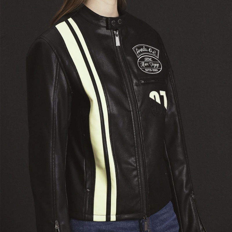 プレンダボヤージュフェイクレザージャケットブラック