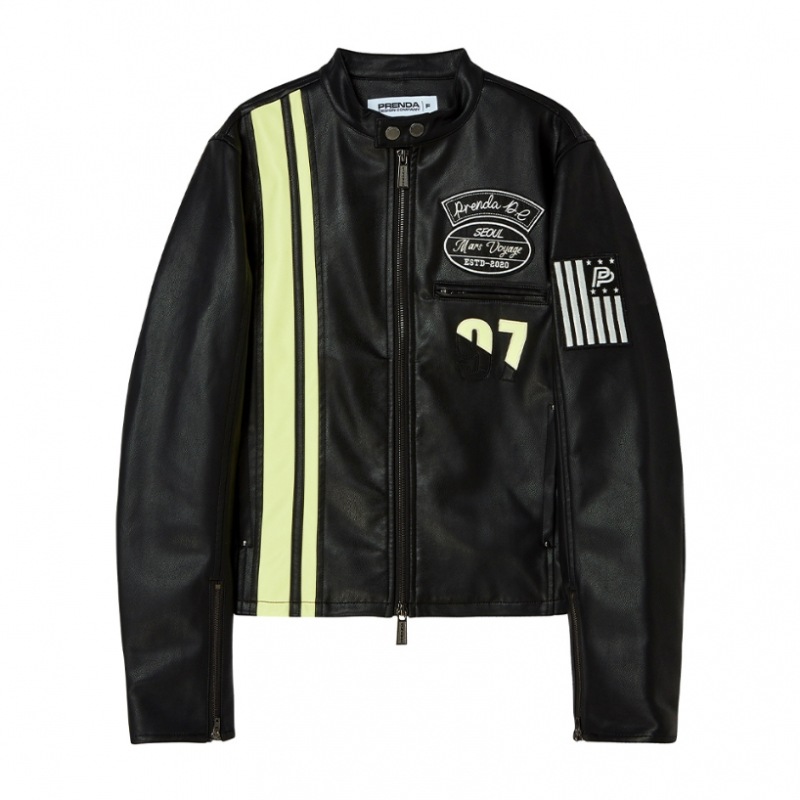 プレンダボヤージュフェイクレザージャケットブラック