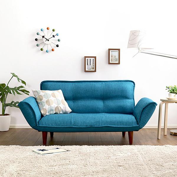 カウチソファ 2人掛け 布地 ファブリック カウチ ソファー おしゃれ ひじ掛け 肘付き 北欧 日本製 国産 リクライニング 脚 取り外し ローソファ 座椅子 二人掛