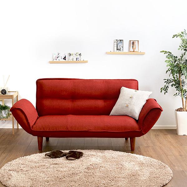 カウチソファ 2人掛け 布地 ファブリック カウチ ソファー おしゃれ ひじ掛け 肘付き 北欧 日本製 国産 リクライニング 脚 取り外し ローソファ 座椅子 二人掛