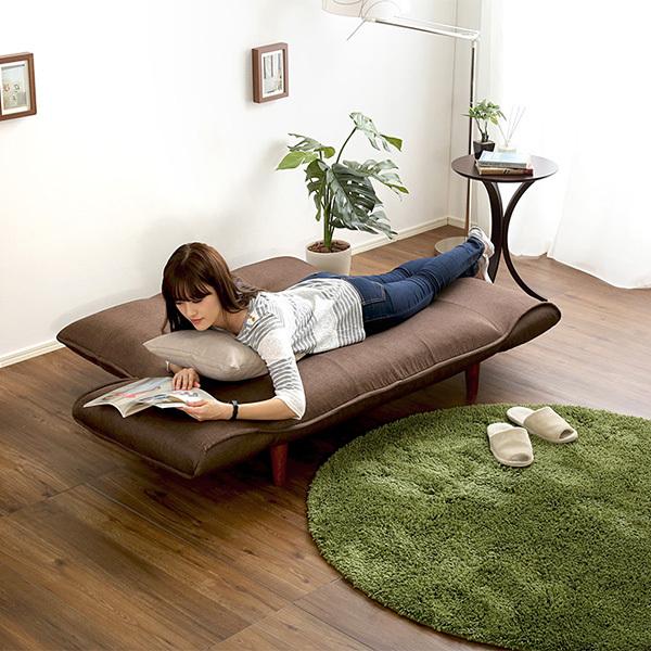 カウチソファ 2人掛け 布地 ファブリック カウチ ソファー おしゃれ ひじ掛け 肘付き 北欧 日本製 国産 リクライニング 脚 取り外し ローソファ 座椅子 二人掛