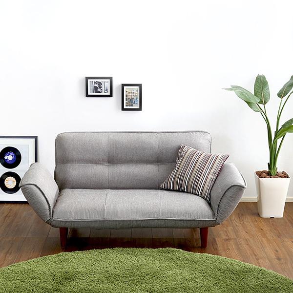カウチソファ 2人掛け 布地 ファブリック カウチ ソファー おしゃれ ひじ掛け 肘付き 北欧 日本製 国産 リクライニング 脚 取り外し ローソファ 座椅子 二人掛