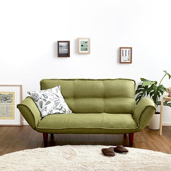 カウチソファ 2人掛け 布地 ファブリック カウチ ソファー おしゃれ ひじ掛け 肘付き 北欧 日本製 国産 リクライニング 脚 取り外し ローソファ 座椅子 二人掛