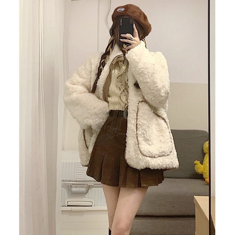 プス アウター 長袖 着心地いい 秋冬可愛いフリースで決まり！人気ボアアウターキルティングアウター