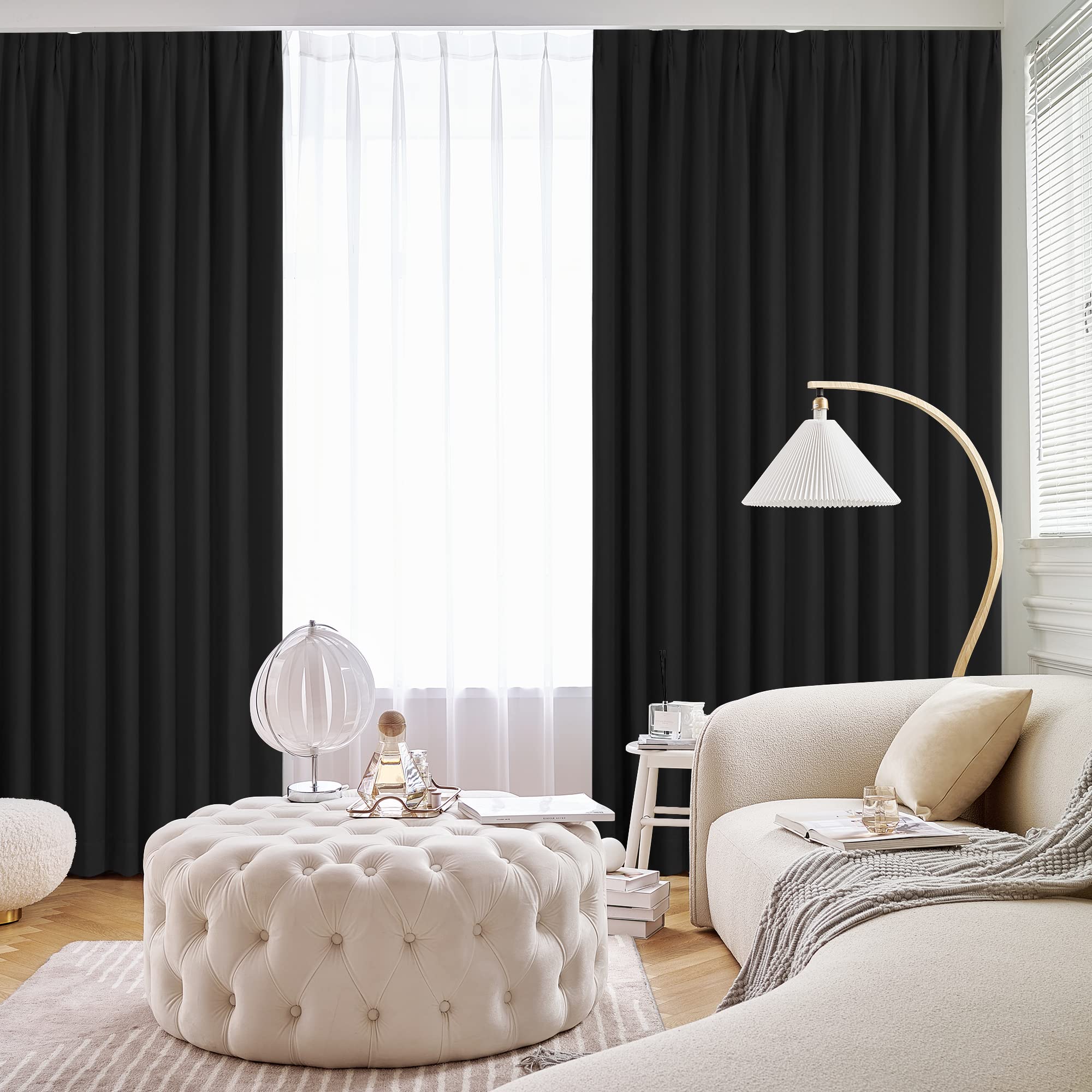 Deconovo 1級遮光カーテン 幅130x丈230cm ブラック 2枚入 ドレープカーテン 仕切り 防寒 幅広い 形状記憶加工 北欧 おしゃれ UVカット 断熱 節電対策 昼夜目隠し Deconovo 1級遮光カーテン 幅130x丈230cm ブラック 2枚入 ドレープカーテン 仕切り 防寒 幅広い 形状記憶加工 北欧 おしゃれ UVカット 断熱 節電対策 昼夜目隠し